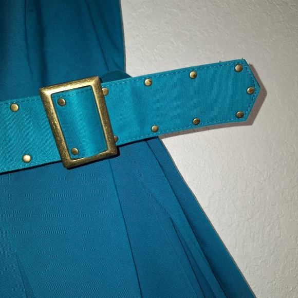 Peter Nygard Turquoise Belted Fit & Flare Dress Size 12 See Description - Picture 6 of 16